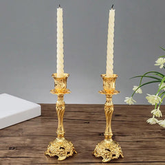 2Pcs Gold Candle Holders Metal wedding Candlestick Flower Vase Table Centerpiece Flower Rack Road Lead Wedding Decoration