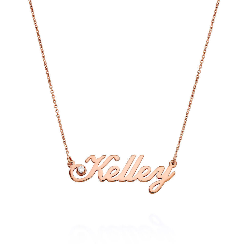 Personalized Sterling Silver Name Pendant Necklace with Zircon – Valentine’s Day Gift