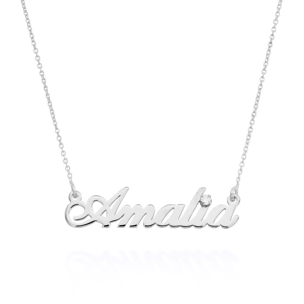 Personalized Sterling Silver Name Pendant Necklace with Zircon – Valentine’s Day Gift