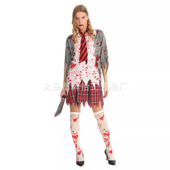 Halloween Masquerade COS Girls Zombie Student Adult Female Ghost Horror Clothes Zombie Student Costume