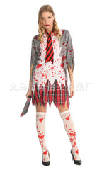 Halloween Masquerade COS Girls Zombie Student Adult Female Ghost Horror Clothes Zombie Student Costume