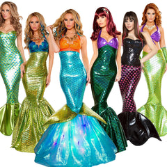 Halloween Costume Adult Mermaid Cosplay Costume Princess Dress Sexy Chest-Wrapped Evening Dress Ds Performance Costume