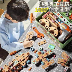 Children's DIY Tool Box Complete Set with Screws and Nuts, Children's Toys, Educational Electric Drill for Assembly and Disassembly