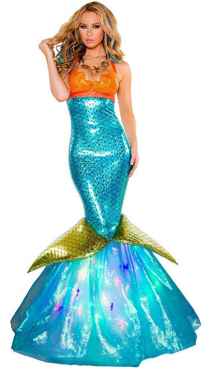 Halloween Costume Adult Mermaid Cosplay Costume Princess Dress Sexy Chest-Wrapped Evening Dress Ds Performance Costume