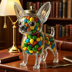 Chihuahua Shaped Container Freshness Preserving Container Chihuahua Dog Treat Jar Airtight Glass Pet Food Storage for Kitchen