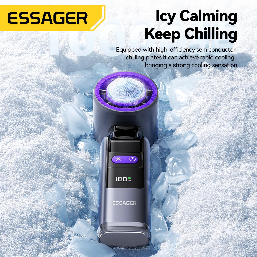 Essager Mini Fan Rechargeable Strong Wind 100 Gear Wind Speed Electric Fan Digital Display Adjustable Turbo Portable Outdoor Han