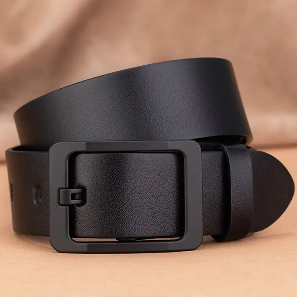 Man Retro Leather Belt Pin Buckle Jeans Black Belt Business Casual Luxury Brand Vintage Strap Waistband