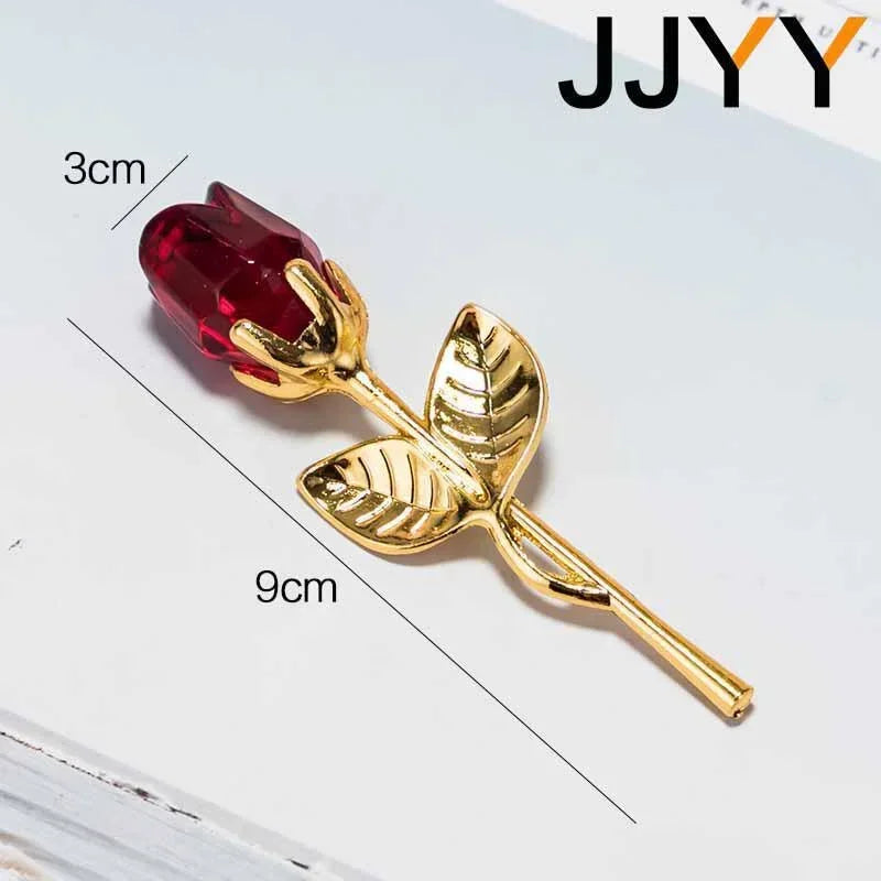 Crystal Metal Roses Gift for Girlfriend Wedding Home Decor Mini Model Ornament Valentine Day Promotion