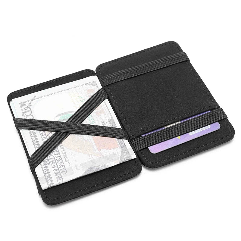 Ultra Thin Men's PU Leather Mini Small Magic Wallet Money Cash Card Holder Purse Birthday Gift for Father Boyfriend