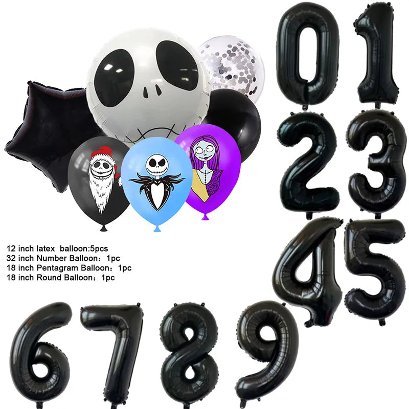 The Nightmare Before Christmas Halloween Theme Birthday Party Decoration Latex Digital Balloon Set Baby Shower Kid Boy Girl Gift