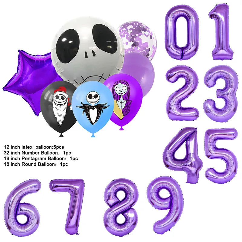 The Nightmare Before Christmas Halloween Theme Birthday Party Decoration Latex Digital Balloon Set Baby Shower Kid Boy Girl Gift