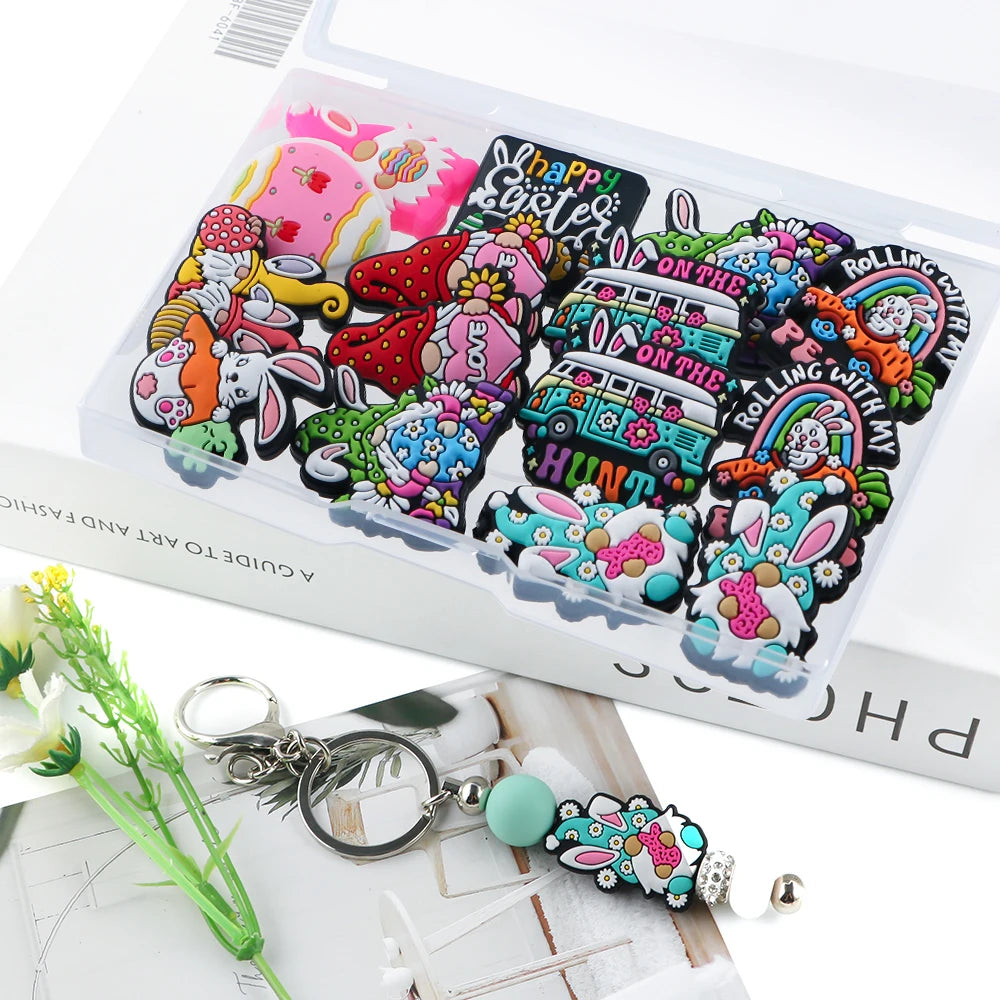 Sunnory  Easter Day Bunny Series Silicone Beads For DIY Jewelry Making Bracelet Necklace Pen Etc Handmade Accessories