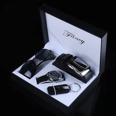 Men's Watches Business Gift Set With Box Quartz Watch Sunglasses Keychain Belt Sets