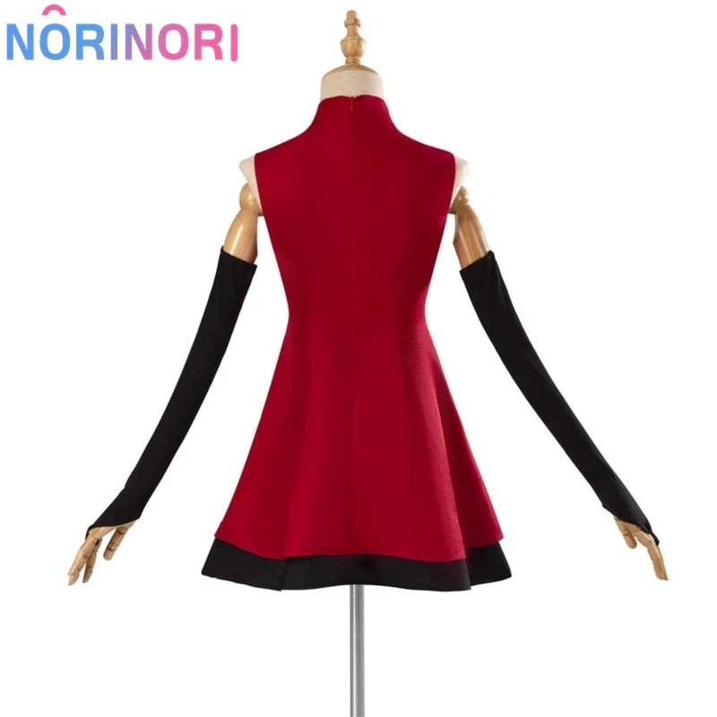 Anime Hazzbin for Game Fans Hotel Charlie Cosplay Halloween Costume Adult Kids Red Dress Wig Horn Tail Sexy Sleeveless Skirt