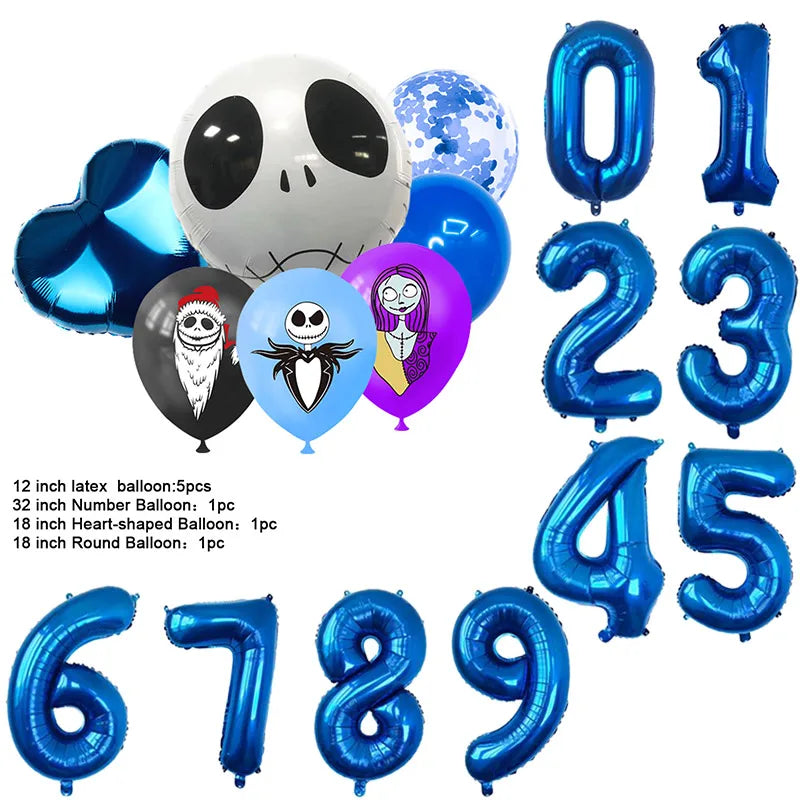 The Nightmare Before Christmas Halloween Theme Birthday Party Decoration Latex Digital Balloon Set Baby Shower Kid Boy Girl Gift