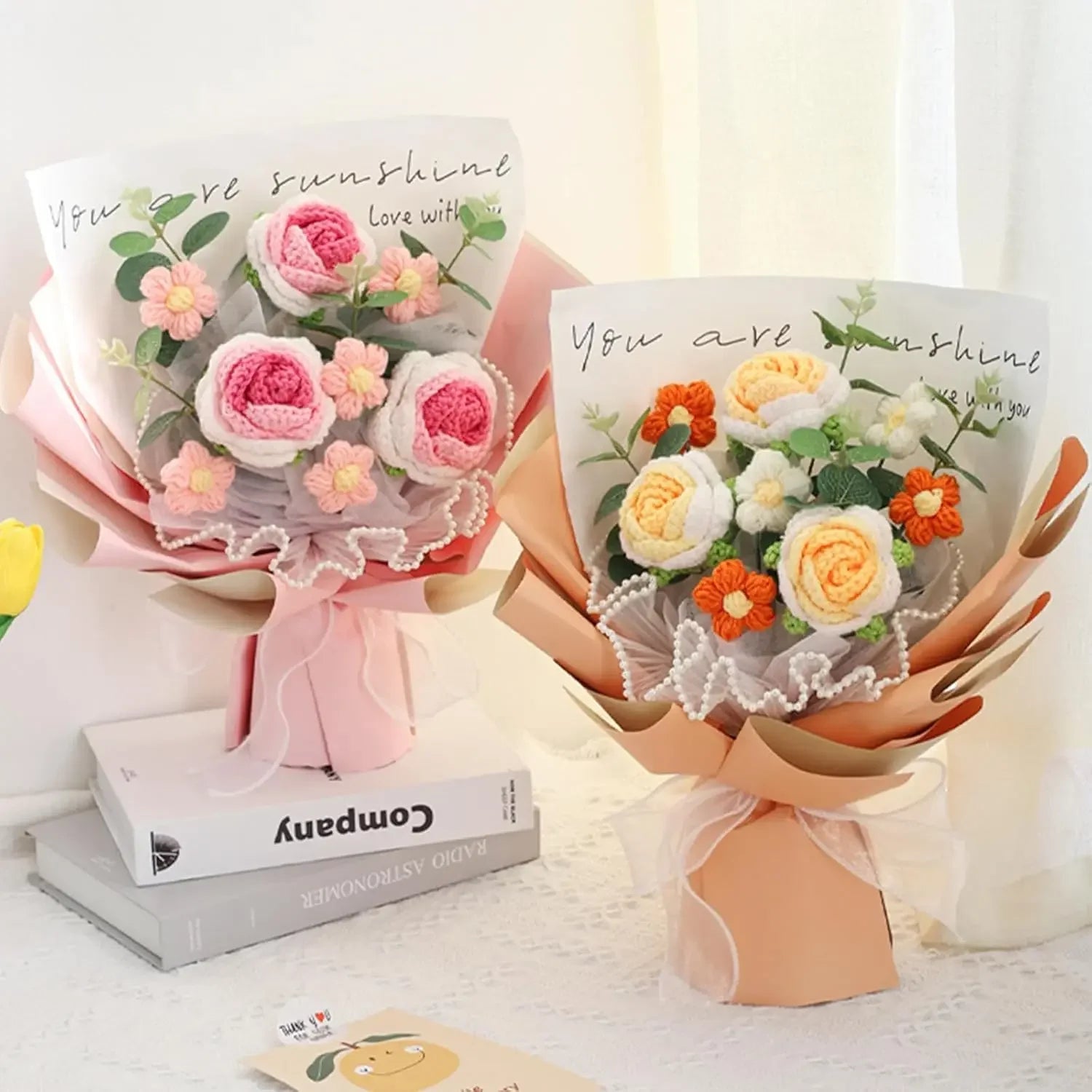 Simulation Knitting Wool Flower Rose Bouquet Tulips for Girlfriend Girlfriend Mom Birthday Gift Bouquet of Roses Flowers
