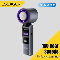 Essager Mini Fan Rechargeable Strong Wind 100 Gear Wind Speed Electric Fan Digital Display Adjustable Turbo Portable Outdoor Han