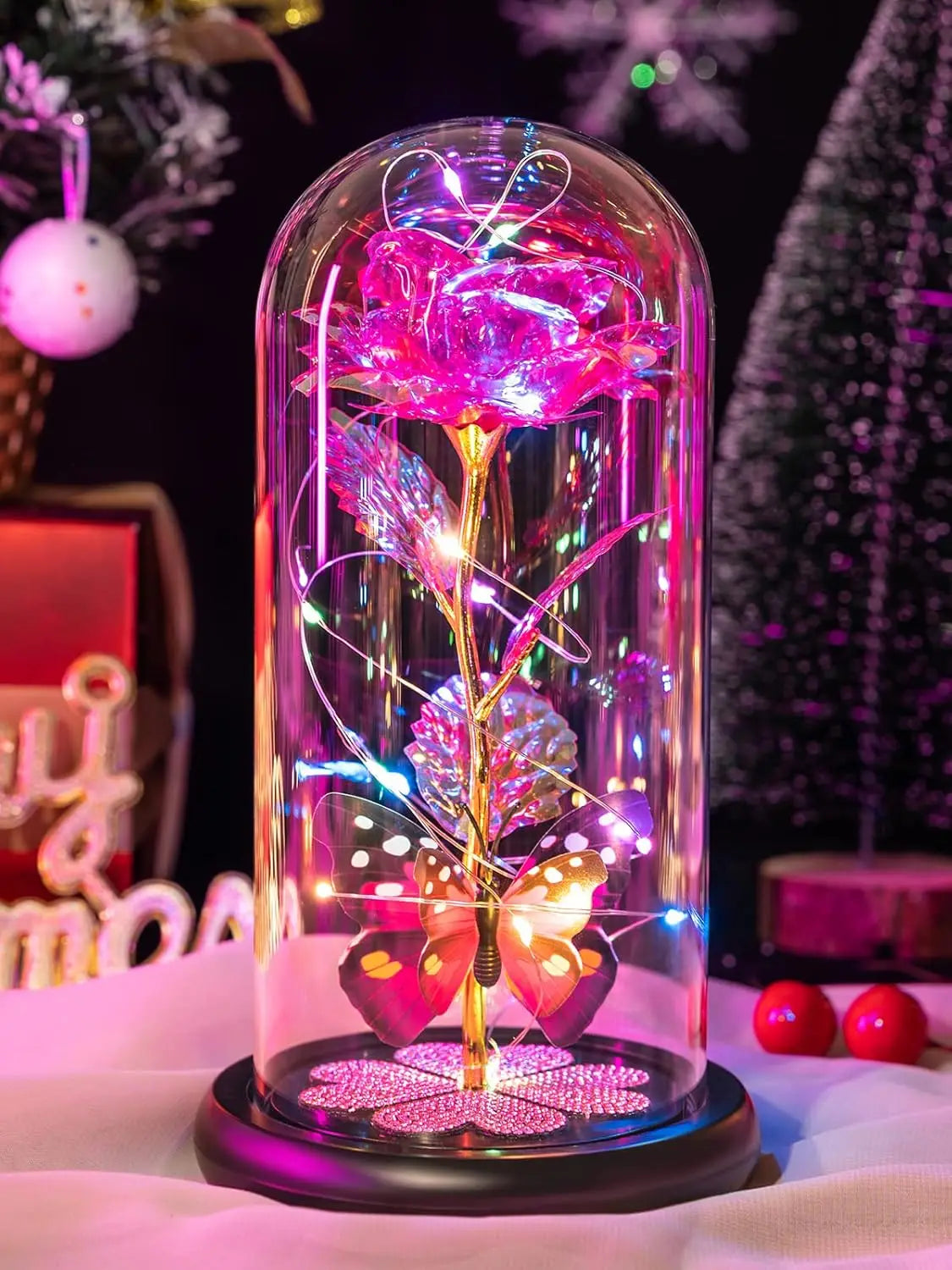 Mothers Day Rose Gifts for Mom, Galaxy Glass Rose