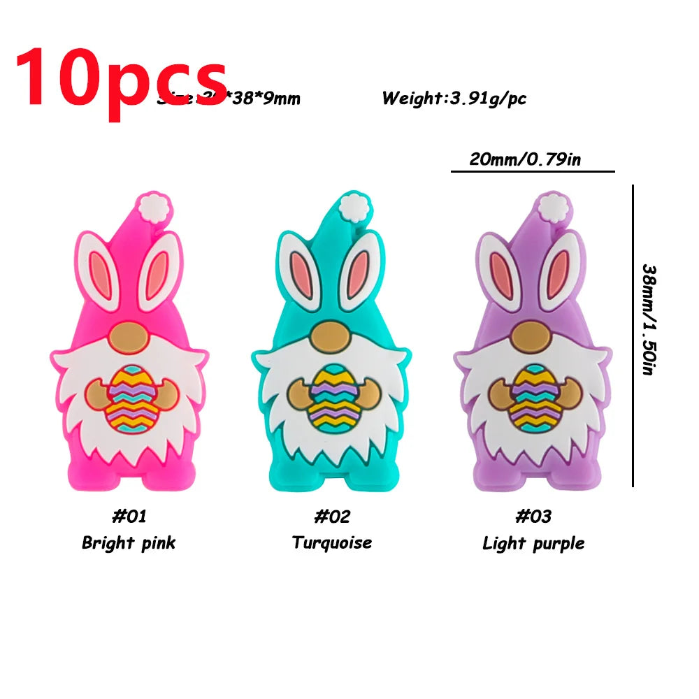 Sunnory  Easter Day Bunny Series Silicone Beads For DIY Jewelry Making Bracelet Necklace Pen Etc Handmade Accessories