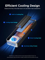 ORICO 20Gbps NVME Enclosure Case 8TB with Cooling Fan USB 3.2 Gen 2 x 2 PCIE NVME Adapter Tool Free RGB for PCIe M Key
