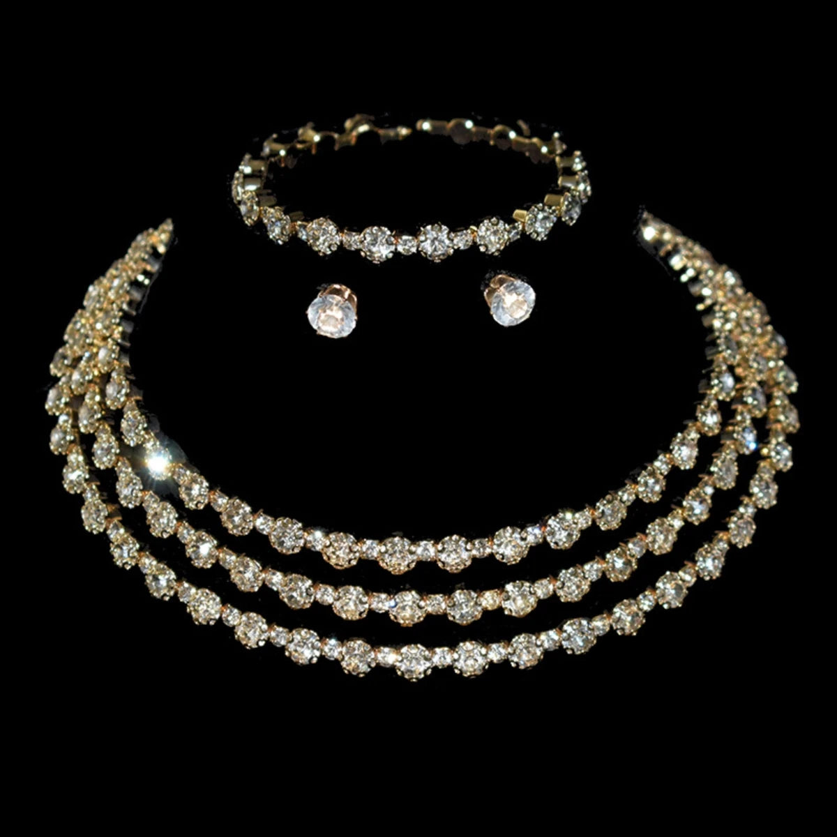 4 pieces of women's fashionable and minimalist necklaces with earrings, bracelets, jewelry sets, banquet and party accessories