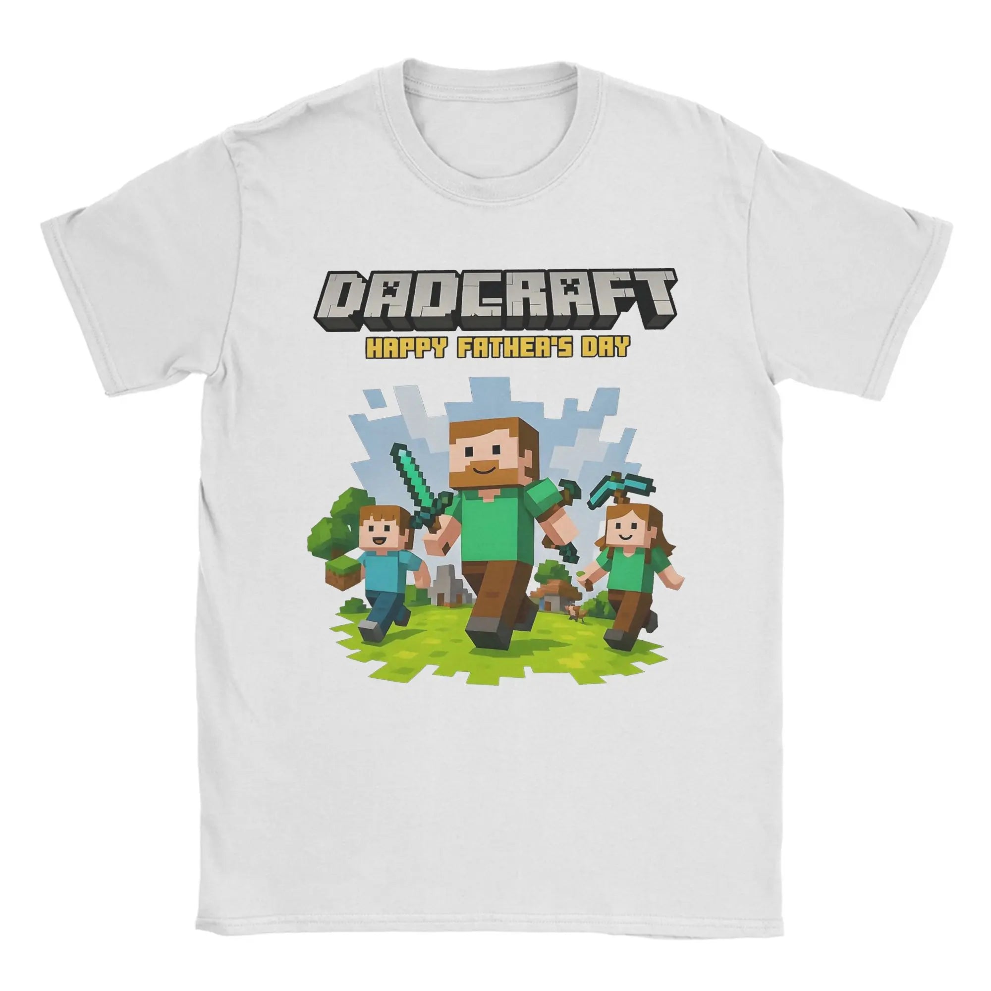 Men DadCraft Happy Father's Day T Shirt Pure Cotton Clothes Leisure Short Sleeve Round Neck Tee Shirt Birthday Gift T-Shirts