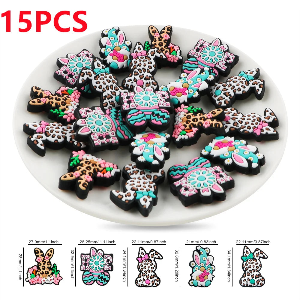 Sunnory  Easter Day Bunny Series Silicone Beads For DIY Jewelry Making Bracelet Necklace Pen Etc Handmade Accessories