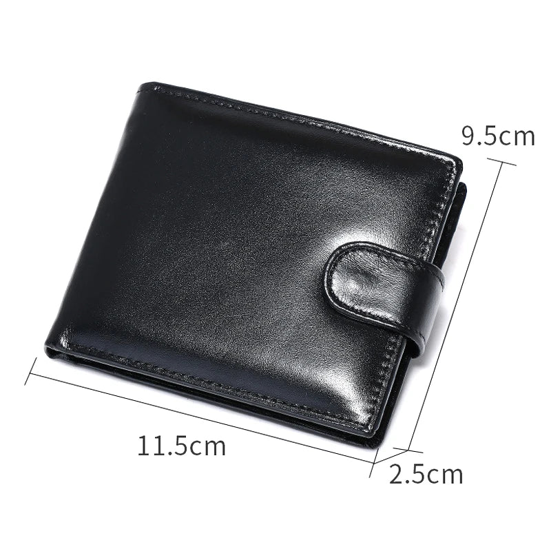 Leather Mens Wallet with Coin Pocket Genuine Leather Wallet for Men Short Style