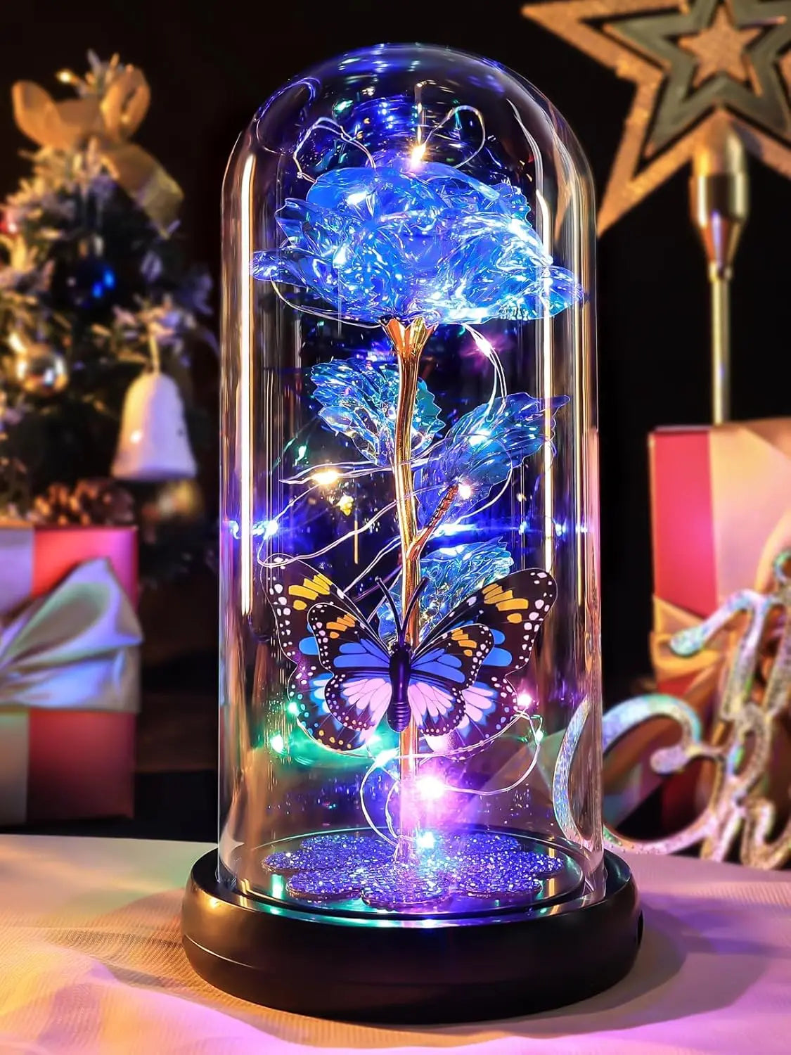 Mothers Day Rose Gifts for Mom, Galaxy Glass Rose
