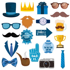 20pcs Father's Day Photo Booth Props Father Birthday Party Accessory Funny We Love Dad Theme Selfie Prop Happy Fathers Day Party