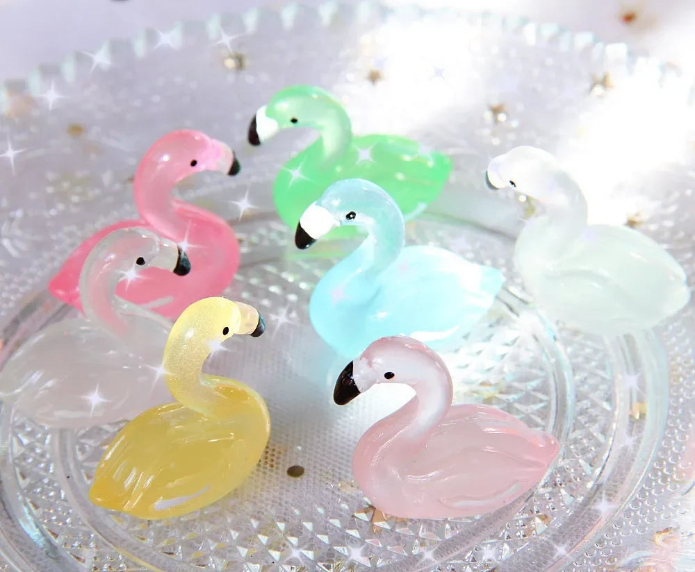 50/20/10PCS Mini Fluorescent Duck Ornament Miniature Figures Tiny Swan Duck Resin Handicraft MicroLandscape Dollhouse Decoration