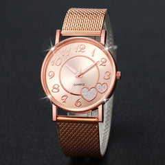 5PCS/Set Women Watches Diamond Jewelry Set Fashion Heart Dial Plastic Band Female Quartz Wristwatch（Without Box）