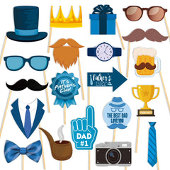 20pcs Father's Day Photo Booth Props Father Birthday Party Accessory Funny We Love Dad Theme Selfie Prop Happy Fathers Day Party