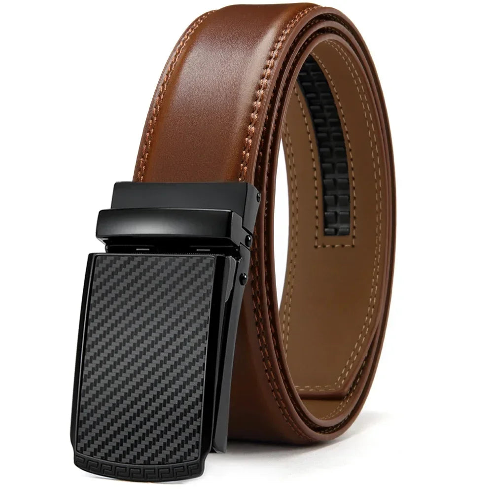 Mens Belt Genuine Leather Luxury Belt Metal Automatic Alloy Buckle Fashion Ratchet Belts for Men Cowhide High Quality Belt