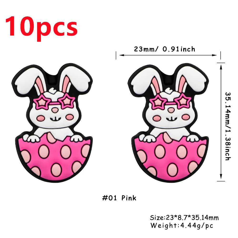 Sunnory  Easter Day Bunny Series Silicone Beads For DIY Jewelry Making Bracelet Necklace Pen Etc Handmade Accessories