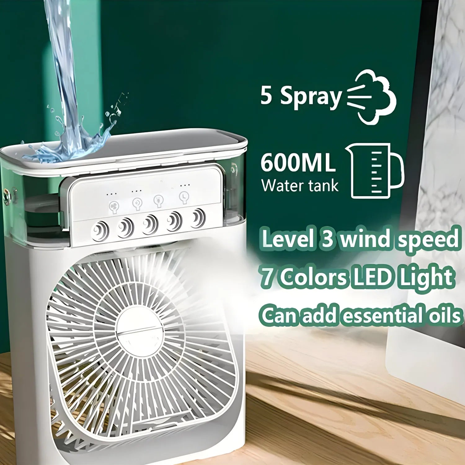 Portable 3 In 1 Fan AIr Conditioner Household Small Air Cooler LED Night Lights Humidifier Air Adjustment Home Fans Dropshipping