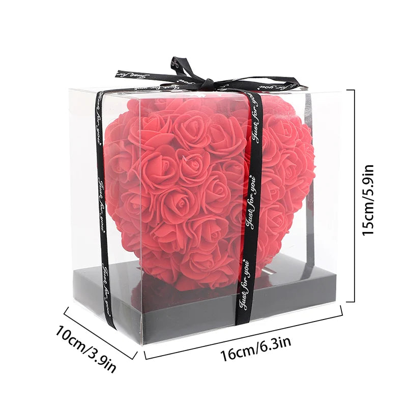 15cm 3D Love Heart Rose Flower Valentine's Day Gift for Girlfriends Completed Red PE Flower Heart Mold Wedding Birthday Gifts