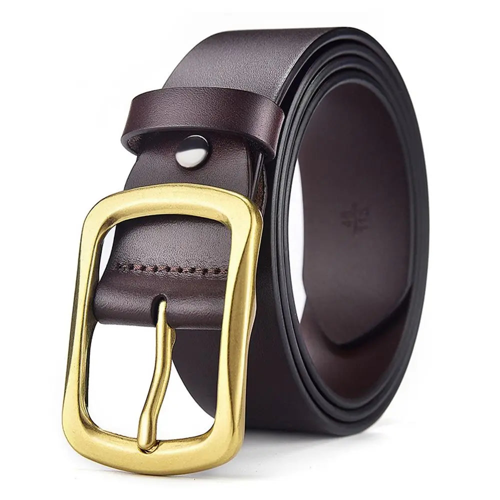 Man Retro Leather Belt Pin Buckle Jeans Black Belt Business Casual Luxury Brand Vintage Strap Waistband