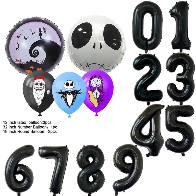 The Nightmare Before Christmas Halloween Theme Birthday Party Decoration Latex Digital Balloon Set Baby Shower Kid Boy Girl Gift