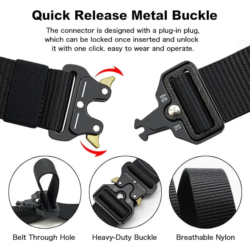 Men Belt Outdoor Hunting Metal Tactical Belt Multi-Function Alloy Buckle Marine Corps Canvas Belt for Men And Women Black Belt