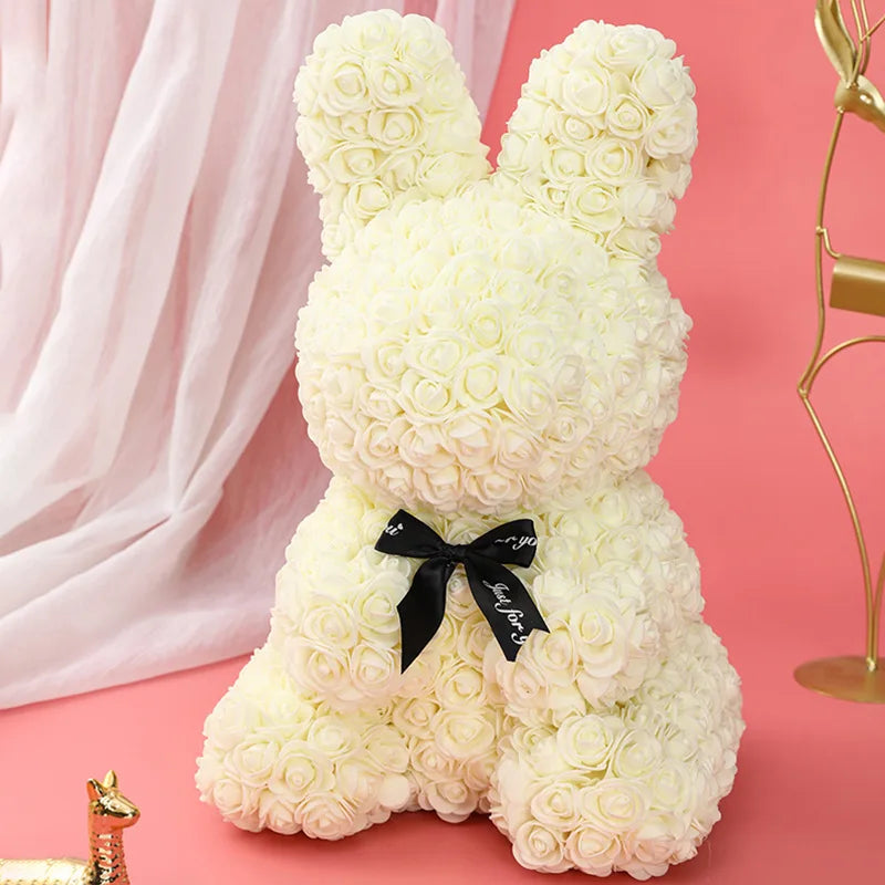 Rose Rabbit NEW Valentines Day Gifts 27cm Flower Rabbits Artificial Floral Decorations Mother' DAY Gift For Girlfriend Festival
