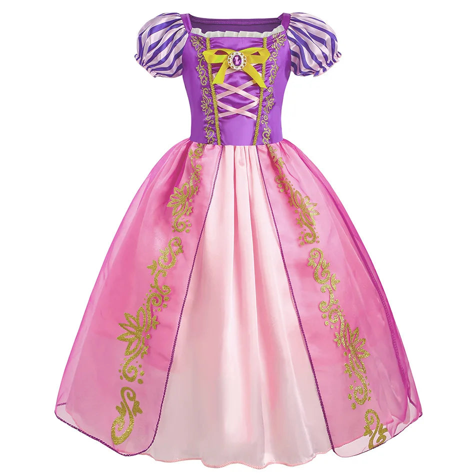 Girls Rapunzel Princess Costume Dresses Kids Summer Tangled Fancy Cosplay Dress Halloween Carnival Party Cosplay Vestido Dresses