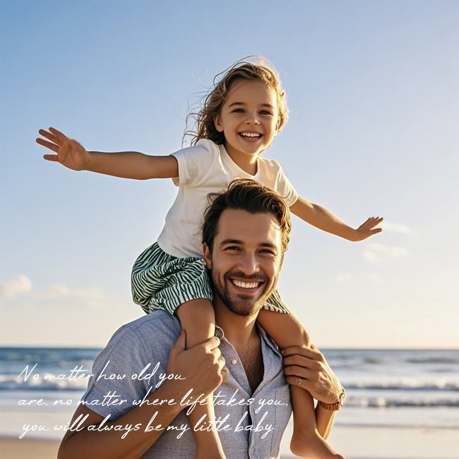 Sculpture of father and daughter's in shoulders family living room room desktop decoration, father's day Thanksgiving gifts