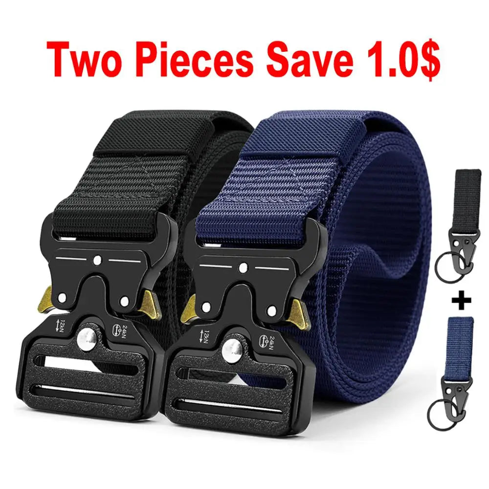 Men Belt Outdoor Hunting Metal Tactical Belt Multi-Function Alloy Buckle Marine Corps Canvas Belt for Men And Women Black Belt