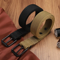 Men's Belt Porous Canvas Pin Buckle Leather Belt Outdoor Sports