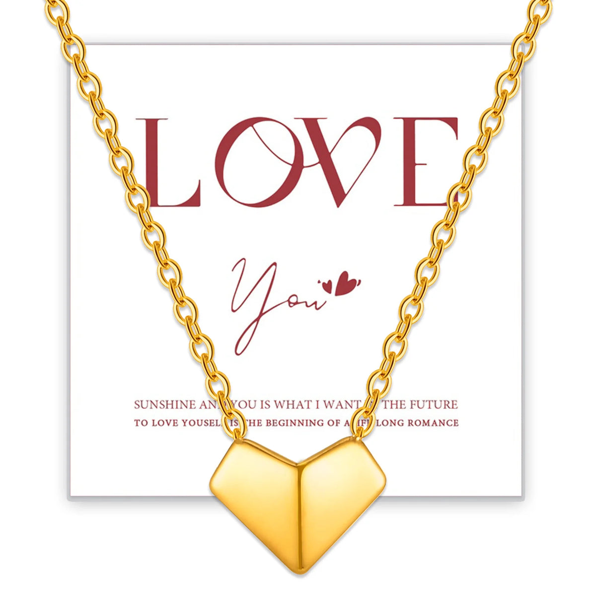 Vnox Dainty Heart Necklaces Gift to Girlfriend Wife Her, Womens Valentines Day Gift, Gold Plated Folded Heart Choker Collars