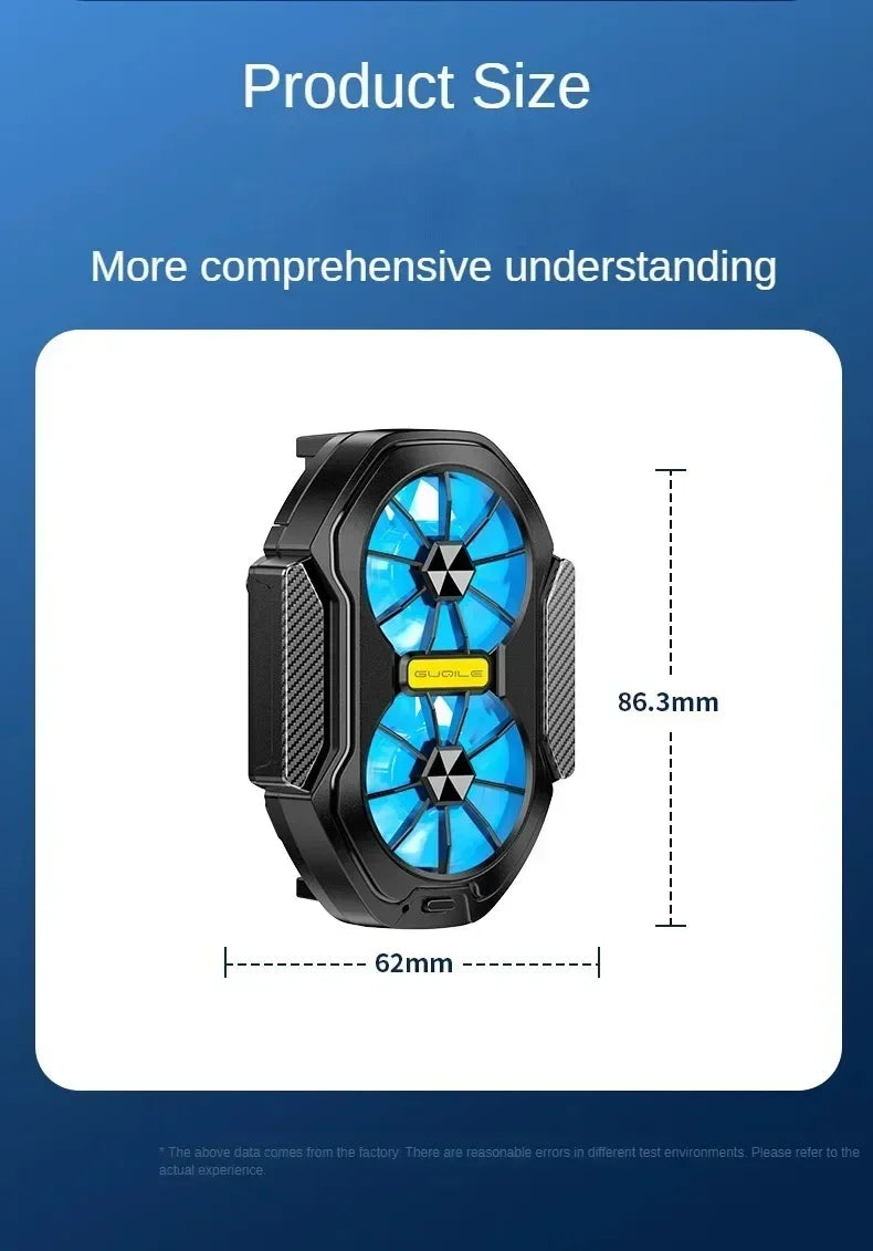 Dual Fan Rechargeable Mobile Phone Cool Heat Sink Cooler Universal Stronger Cooling Portable Phone Cooling Mute Fan Air Cooling