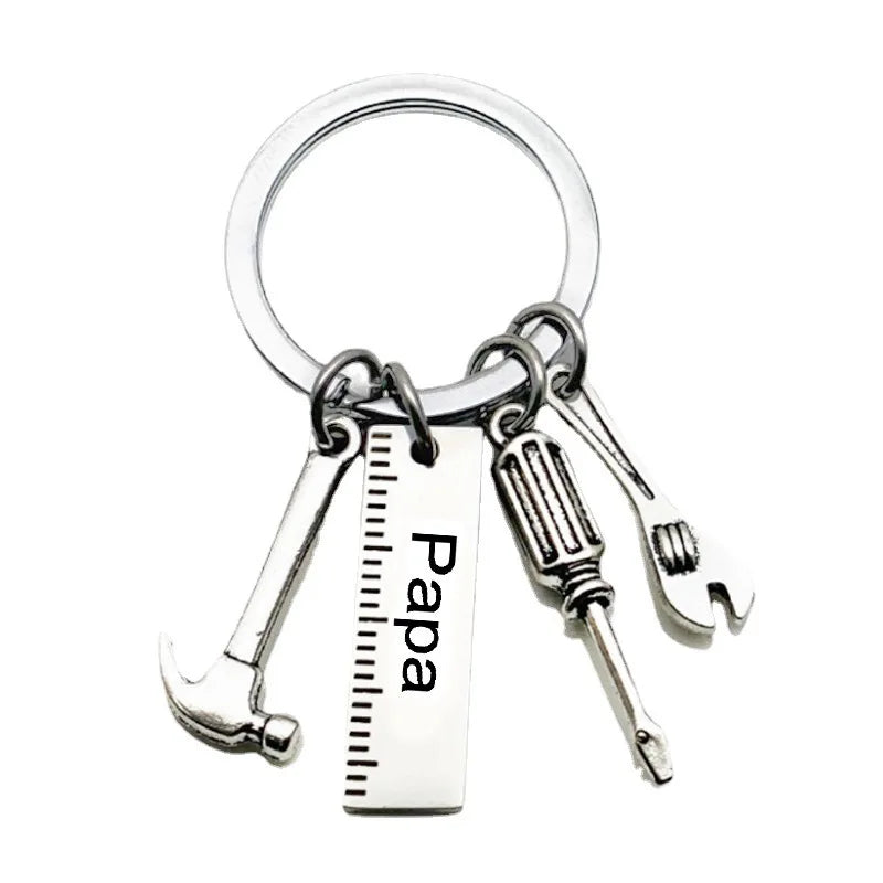 10 Pieces Stainless Steel Father Plot Mini Tool Pendant Fashion Car Keychain Backpack Pendant Souvenir for Men
