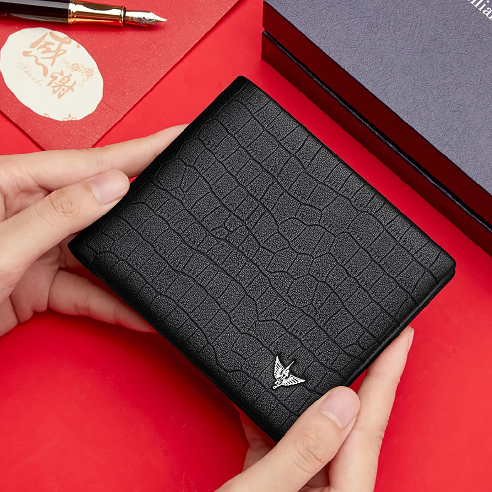 Slim Leather Wallet for Men Minimalist Front Pocket Thin Stylish with ID Window