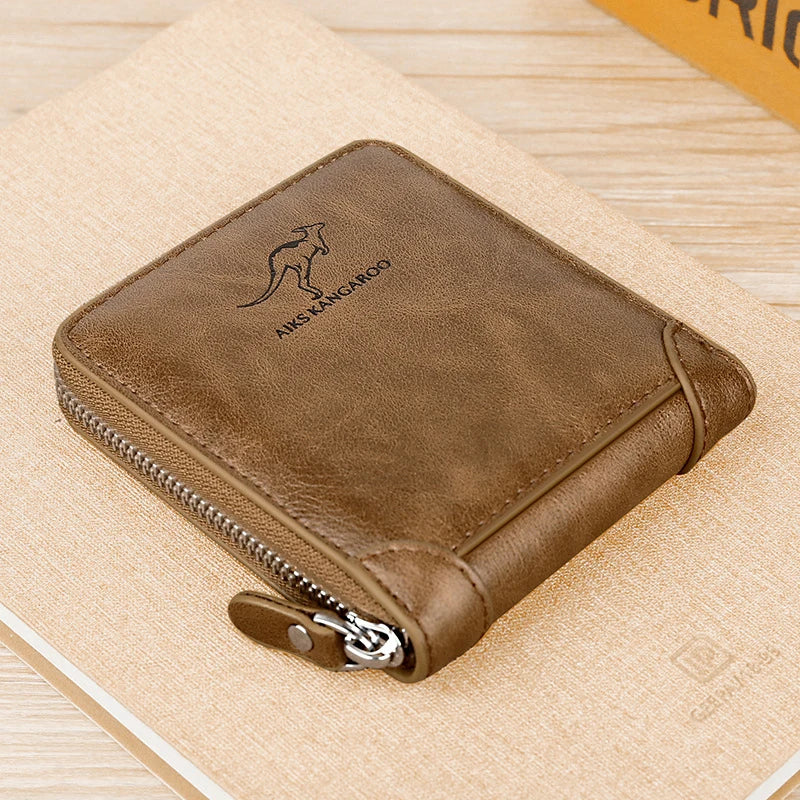 PU Leather Wallet for Men Luxury Men's Purse Male Zipper Card Holders with Coin Pocket Rfid Wallets Gifts for Man Money Bag